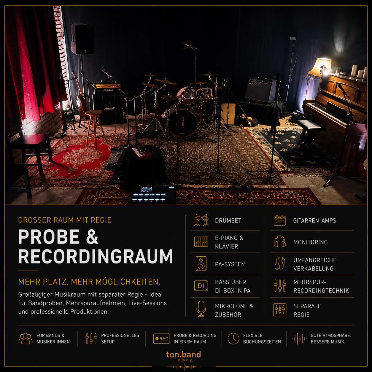Großer Probe- & Recordingraum